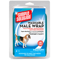 Simple Solution Absorbent Male Wraps with Leak Proof Fit | Excitable Urination, Incontinence,1 Reusable Dog Diaper Per Pack,Whites & Tans