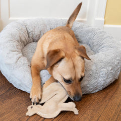 SPOT Dura-Fused Leather Fox Dog Toy – Real Leather & Jute Fabric, Double-Stitched & Durable, Squeaky Interactive Chew Toy for Moderate Chewers, Small & Medium Dogs, Soft Stuffed Fetch Toy, 7.5in