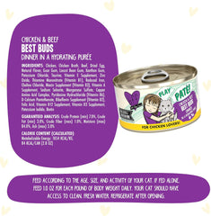 Weruva B.F.F. Play - Best Feline Friend Paté Lovers, Aw Yeah!, Chicken & Beef Best Buds with Chicken & Beef