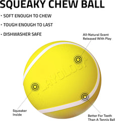 Playology Squeaky Chew Ball for Dogs | Engaging All-Natural Chicken Scented Toy for Large to X-Large Dogs 50lbs & up | Squeak, Fetch, and Play