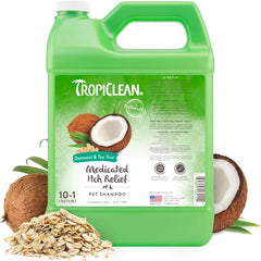 TropiClean Oatmeal Dog Shampoo for Itchy Skin Relief, Professional Dog Shampoo, Soothing Medicated Itch Relief, Puppy Safe 1 gal