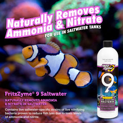 Fritz Aquatics FritzZyme 9 Live Nitrifying Bacteria Naturally Removes Amonia & Nitrite for Saltwater Fish