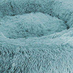 Arlee Donut Round Pet Dog Bed - Memory Foam - Calming Reduce Anxiety - Shaggy Vegan Fur - Assembled USA, Teal