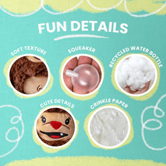 Snugarooz Billy The Big Foot with Repair Patch – Plush Dog Toy with Built-in Squeaker & Crinkle Fabric – Chew Toy for Small to Medium Dogs