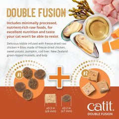 Catit Recipes Double Fusion Adult Cat Food – Chicken Recipe, High-Protein, Freeze-Dried Raw Toppings, No by-Products, Minimally Processed for Optimal Nutrition