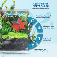 Activ Betta Black Aquarium Gravel - 1 lb - Natural Freshwater Substrate with Live Beneficial Elements - Instant Cycling, Easy Maintenance