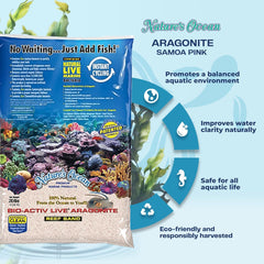Nature's Ocean Bio-Activ Live Aragonite Samoa Pink Reef Sand - 20 lbs - Natural Substrate, Supports Water Balance, Ideal for Marine Tanks