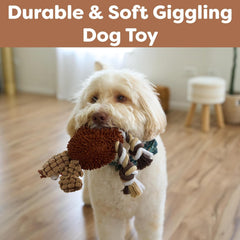 SPOT Gigglers Chicken Dog Toy with Giggle Sound, Textured Plush Tug Toy with Rope Legs, 12" for Small and Medium Dog Breeds