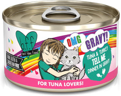B.F.F. OMG - Best Feline Friend Oh My Gravy!, Tuna & Turkey Tell Me with Tuna & Turkey, 2.8oz Can (Pack of 12)