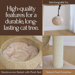 PetPals Paper Rope Natural Bowl Shaped with Perch Cat Tree