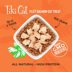 Tiki Cat Filet, All Natural Wild Caught Salmon, Single Ingredient High Moisture Non-GMO Wet Cat Food Topper, for All Life Stages