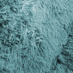 Arlee Donut Round Pet Dog Bed - Memory Foam - Calming Reduce Anxiety - Shaggy Vegan Fur - Assembled USA, Teal