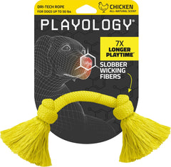 Playology Dri Tech Rope Dog Chew Toy for Medium Dogs up to 50lbs. | Engaging, All-Natural Chicken Scented Toy for Tough Chewers | Easy to Clean | Interactive and Non-Toxic