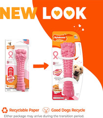 Nylabone Power Chew Breast Cancer Awareness Femur Bone Chew Toy for Dogs, Indestructible Dog Toys for Aggressive Chewers, Chicken Flavor