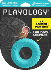 Playology Dual Layer Ring Toy for Dogs , All-Natural Peanut Butter Scented