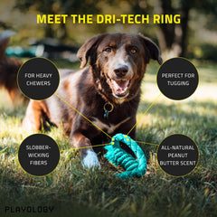 Playology Dri-Tech Ring Peanut Butter Dog Toy, Large