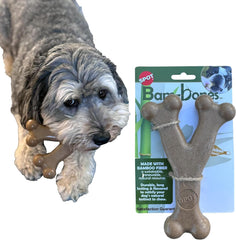 SPOT Bam-Bones Wishbone - Made with Strong Bamboo Fiber, Durable Long Lasting Dog Chew for Light to Moderate Chewers, Great Toy for Adult Dogs & Teething Puppies Under 50lbs, Chicken Flavor