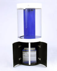 Acrylic Aquarium Combo with Canopy & Stand. Built in Sump Filtration, for Freshwater or Saltwater Aquarium Use. Modern & Lightweight Cylinder Fish Tank. (Black) (LS-Y600 BLK)