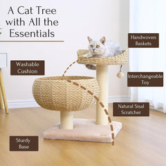 PetPals Paper Rope Natural Bowl Shaped with Perch Cat Tree