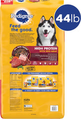 Pedigree High Protein Adult Dry Dog Food Beef and Lamb Flavor Dog Kibble 44 lb