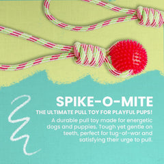 Snugarooz Spike-O-Mite - Red - Rope Toy with Spiky Ball for Fetch and Tug - Non-Toxic for Safe Fun – Perfect for Large Dogs - Made for Recycled Materials