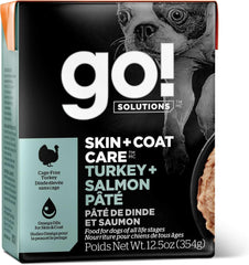 Go! Solutions Skin + Coat Care, Wet Dog Food, Turkey and Salmon Pâté with Grains Sensitive Skin, 12.5 oz