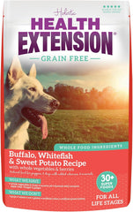 Health Extension Grain Free Buffalo & Whitefish Dry Dog Food (4 lb / 1.81 kg) - Whole Foods Ingredients Formula with Omega 3 & Antioxidants for All Life Stages Dogs