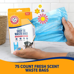 ARM & HAMMER Easy-Tie Waste Bags, Blue, 75 Count