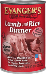Evanger's Heritage Classics Lamb & Rice Dinner Jumbo for Dogs -20.2 oz Cans (Pack of 12)