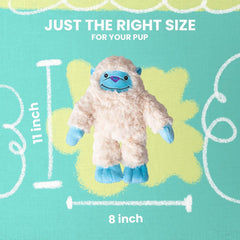 Snugarooz Tom Yeti with Repair Patch – Soft and Cuddly Plush Toy with Built-in Squeaker – Durable Chew Toy for Dogs – Made from Recycled Bottles for Responsible Play