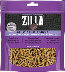 Zilla Pet Aquatic Turtle Sticks, Natural with Added Vitamins and Minerals, Nutrient-Rich Floating Food for Turtles