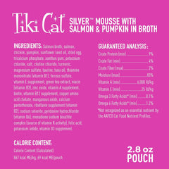 Tiki Cat Silver Mousse, with Salmon & Pumpkin in Broth, Silky Smooth Nutrient Rich Formulated for Older Cats Aged 11+