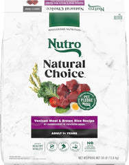 Nutro Natural Choice Adult Dry Dog Food, Venison Meal and Brown Rice Recipe, 30 lbs.