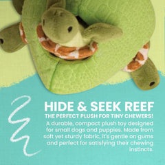 Snugarooz Hide and Seek Reef Plush Dog Toy with Repair Patch – 4-in-1 Soft & Durable Set for Chewing, Snuggling & Interactive Play – Made from Recycled Materials