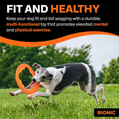 BIONIC Toss-N-Tug Turbo Dog Toy - High-Visibility Ultimate Three-in-One Dog Toy, Lightweight Design for Light Chewers
