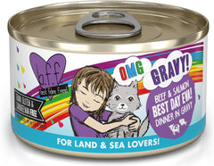 Weruva B.F.F. OMG - Best Feline Friend Oh My Gravy!, Best Day Eva! with Beef & Salmon in Gravy Cat Food
