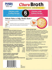 INABA Churu Broth for Cats, Creamy Broth with Shredded Chicken Side Dish Pouch, 1.4 Ounces per Pouch, 12 Pouches, Chicken Variety