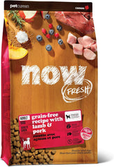 Now Fresh Grain-Free Premium Dry Dog Food with Lamb & Pork, Healthy Kibble for Adults Made with Real Red Meat, Chicken-Free Recipe, Enhanced with Pumpkin & Probiotics for Good Digestion, 22 lb Bag