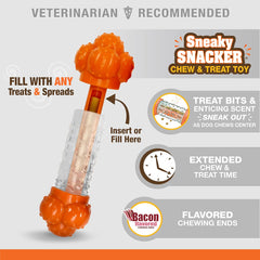 Nylabone Strong Chew Sneaky Snacker Treat Toy for Dogs, Interactive Dog Enrichment Chew Toys, Bacon Flavor