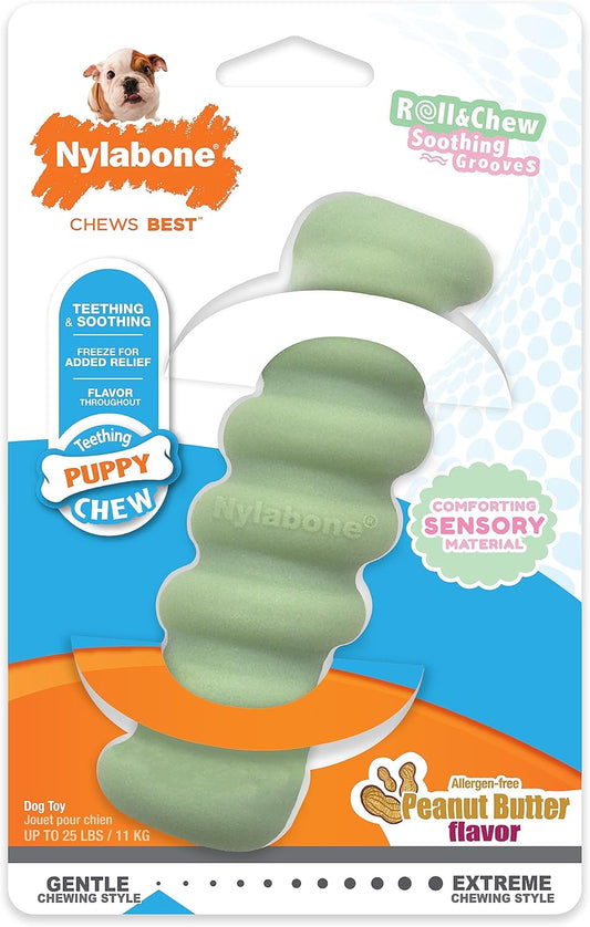 Nylabone Sensory Material Soothing Puppy Chew Toy Stick, Toys for Teething Puppies, Peanut Butter Flavor, Small - Up to 25 lbs, 1 Count