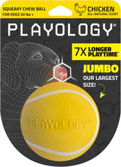 Playology Squeaky Chew Ball for Dogs | Engaging All-Natural Chicken Scented Toy for Large to X-Large Dogs 50lbs & up | Squeak, Fetch, and Play