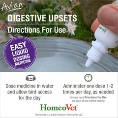HomeoPet Avian Digestive Upsets, Safe and Natural Digestive Support for Poultry and Pet Birds, Bird Supplement, 15 Milliliters