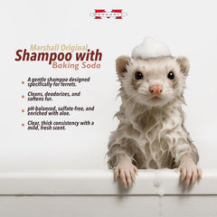 Marshall Pet Products Natural pH Balanced, Tearless Original Ferret Deodorizing Shampoo with Baking Soda, Baby Fresh Scent, 8 oz
