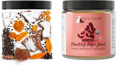 kin+kind Hip+Joint Supplement Dogs & Cats - Organic Healthy Hip+Joint Supplement - Vet Formulated Natural Formula with Organic Turmeric, Black Pepper and Coconut- Large 8oz - Made in USA