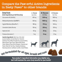 Zesty Paws Vet Strength Mobility Bites Beef & Bacon Flavor Hip & Joint Support Chews for Dogs with Glucosamine, Chondroitin, MSM, Hyaluronic Acid & Serrazimes - 90 Count