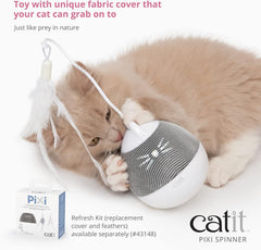 Catit PIXI Spinner, Treat Dispensing Cat Toy, Blue