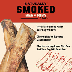 Barkworthies USA Hickory Smoked Rib Bones - 10 Count (Pack of 1) - All-Natural, Smoky Aroma, Long-Lasting