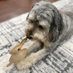 SPOT Dura-Fused Leather Rabbit Dog Toy – Real Leather & Jute, Double-Stitched, Durable Squeaky Chew Toy for Moderate Chewers, Small & Medium Dogs, 7.5in