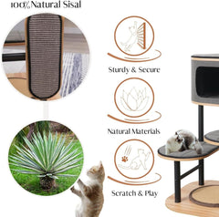 PetPals 37" High Industrial Chic Design & Stylish Modern Cat Tree, Contemporary & Urban Style Cat Tower - Large