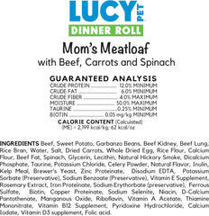 Lucy Pet Dinner Rolls-Mom's Meatloaf Beef with Carrots, and Spinach 2lb